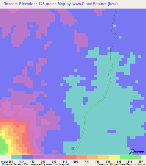 Rusente,Tanzania Elevation Map