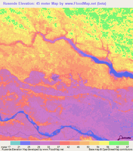 Rusende,Tanzania Elevation Map