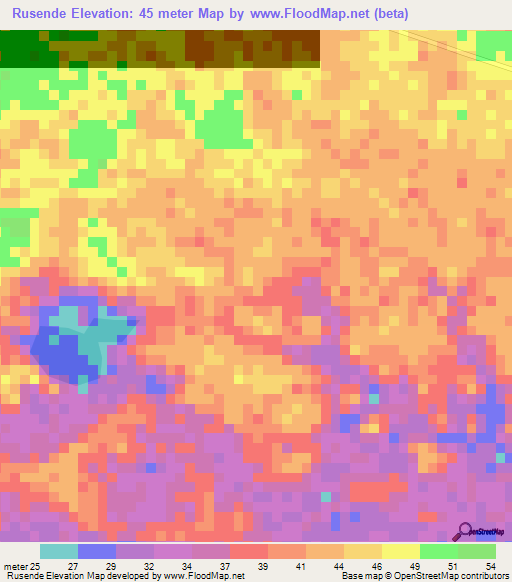 Rusende,Tanzania Elevation Map