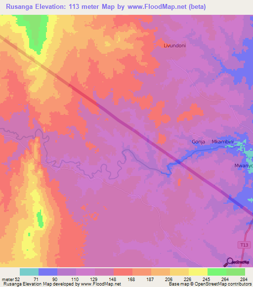 Rusanga,Tanzania Elevation Map