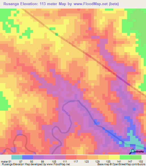 Rusanga,Tanzania Elevation Map