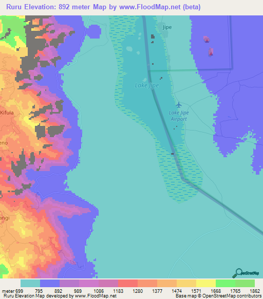 Ruru,Tanzania Elevation Map