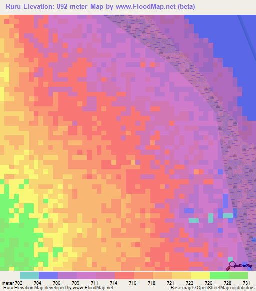 Ruru,Tanzania Elevation Map