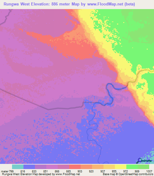 Rungwa West,Tanzania Elevation Map