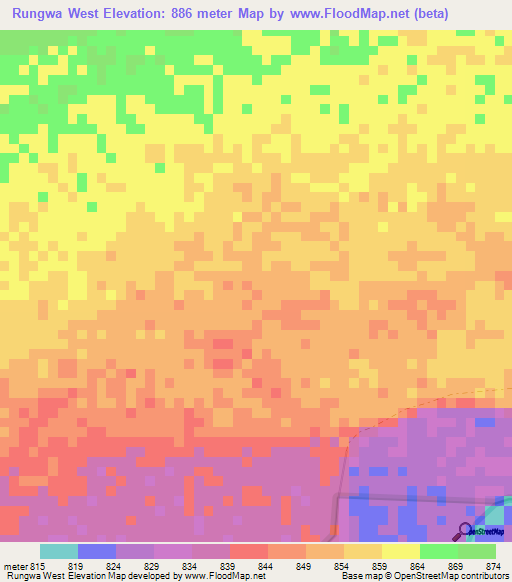 Rungwa West,Tanzania Elevation Map