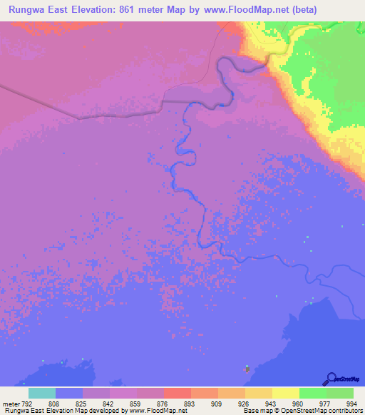 Rungwa East,Tanzania Elevation Map