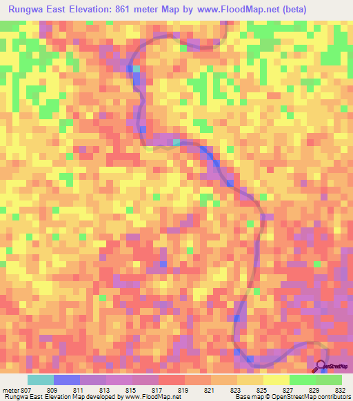 Rungwa East,Tanzania Elevation Map