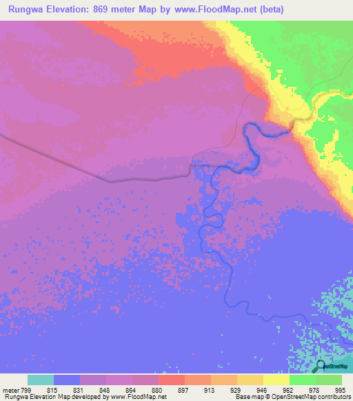 Rungwa,Tanzania Elevation Map