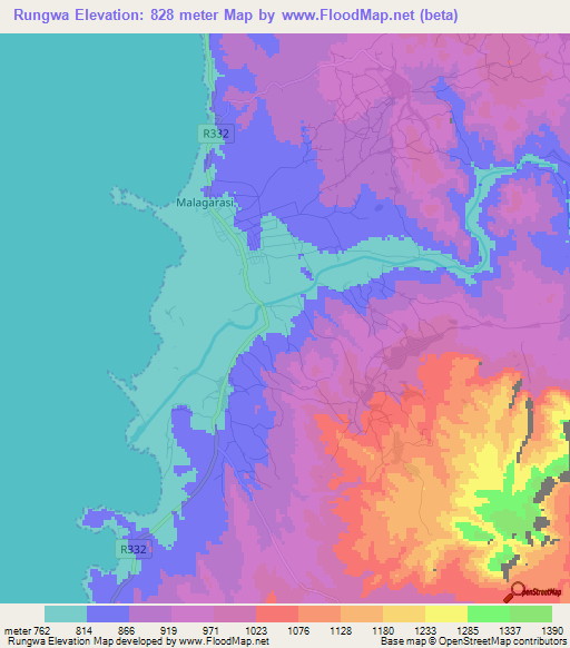 Rungwa,Tanzania Elevation Map