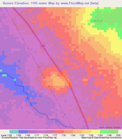 Runere,Tanzania Elevation Map