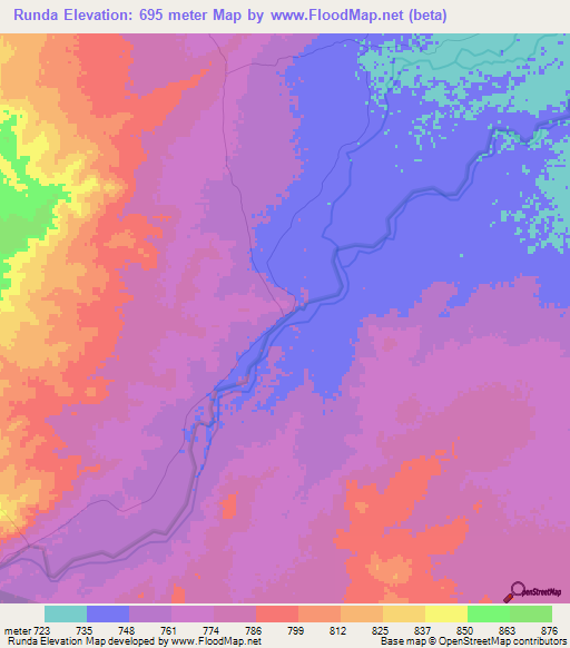 Runda,Tanzania Elevation Map