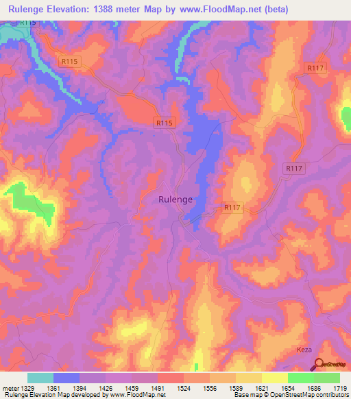 Rulenge,Tanzania Elevation Map