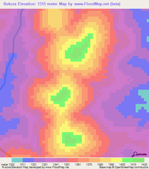 Rukora,Tanzania Elevation Map