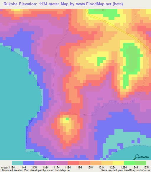 Rukobe,Tanzania Elevation Map