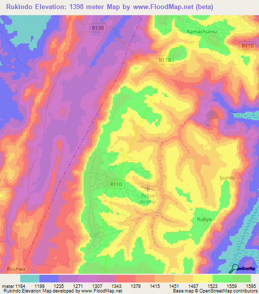 Rukindo,Tanzania Elevation Map