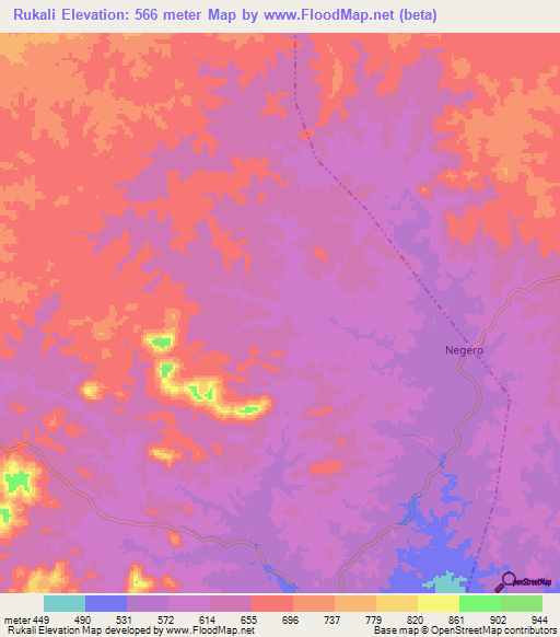 Rukali,Tanzania Elevation Map