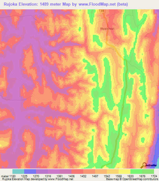 Rujoka,Tanzania Elevation Map