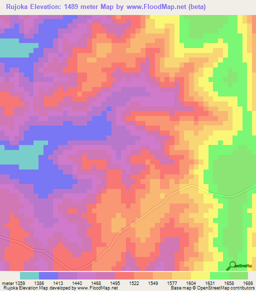 Rujoka,Tanzania Elevation Map