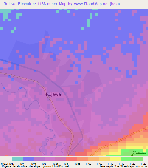 Rujewa,Tanzania Elevation Map