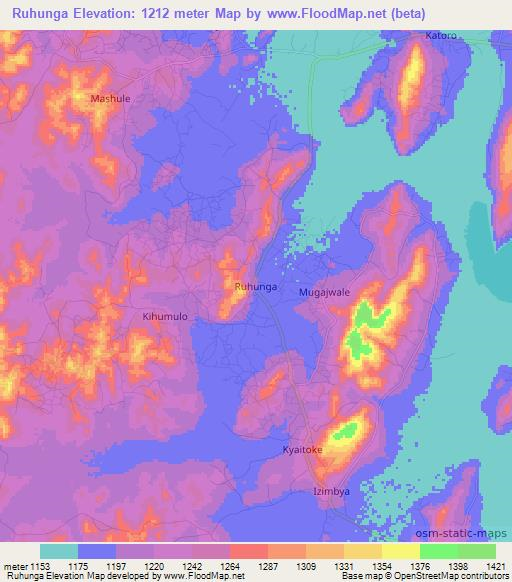 Ruhunga,Tanzania Elevation Map