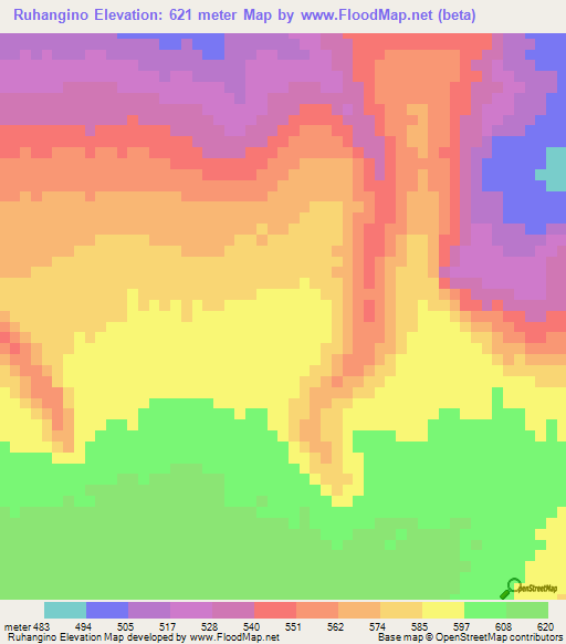 Ruhangino,Tanzania Elevation Map