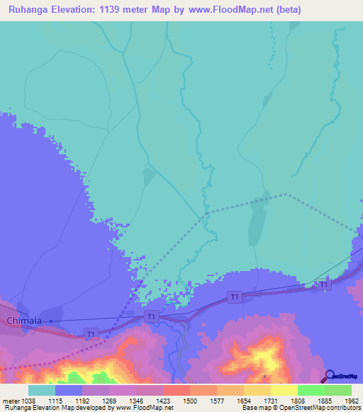 Ruhanga,Tanzania Elevation Map