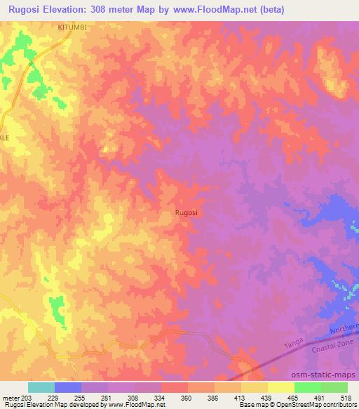 Rugosi,Tanzania Elevation Map