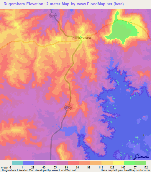 Rugombera,Tanzania Elevation Map