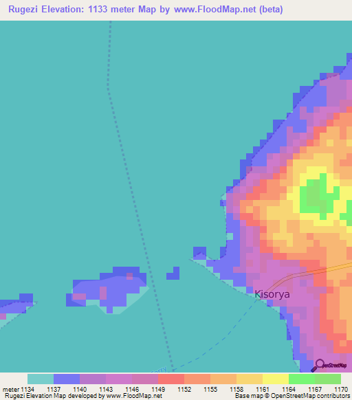 Rugezi,Tanzania Elevation Map