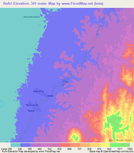 Rufiri,Tanzania Elevation Map