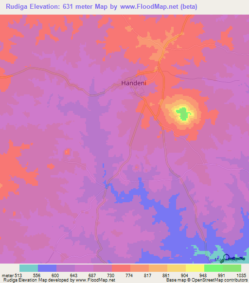 Rudiga,Tanzania Elevation Map