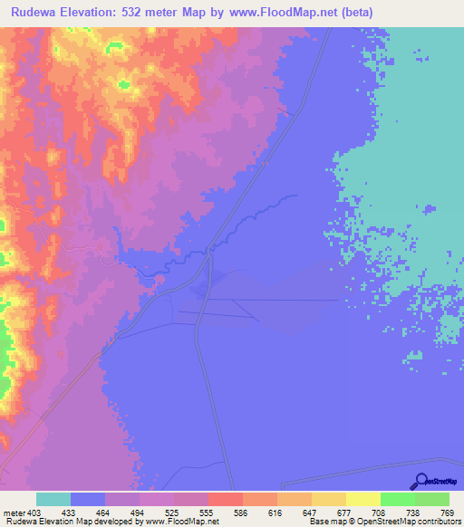 Rudewa,Tanzania Elevation Map