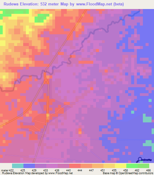 Rudewa,Tanzania Elevation Map