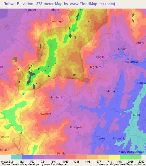 Rubwe,Tanzania Elevation Map