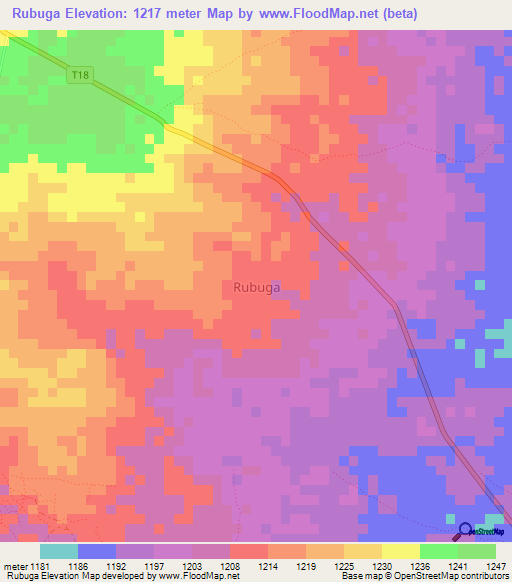 Rubuga,Tanzania Elevation Map
