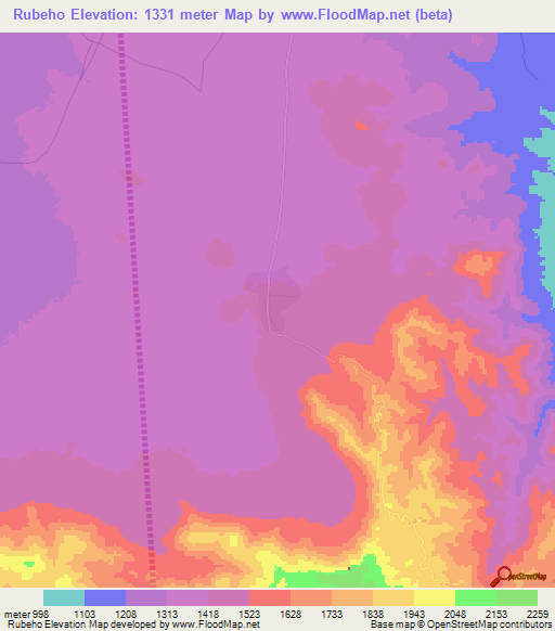 Rubeho,Tanzania Elevation Map