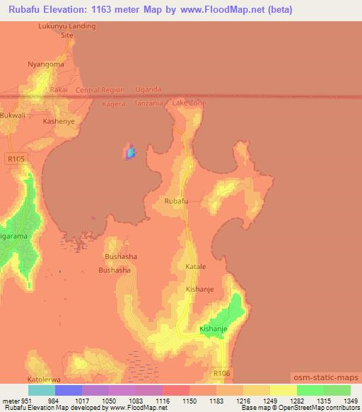 Rubafu,Tanzania Elevation Map