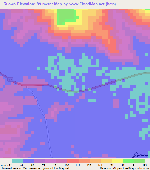 Ruawa,Tanzania Elevation Map