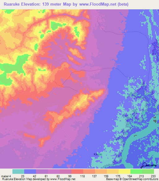 Ruaruke,Tanzania Elevation Map