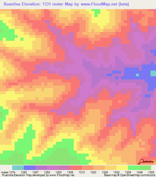 Ruanlisa,Tanzania Elevation Map