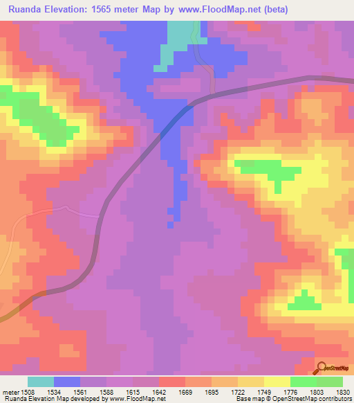 Ruanda,Tanzania Elevation Map