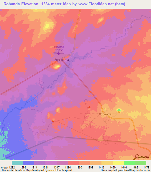 Robanda,Tanzania Elevation Map