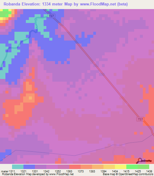 Robanda,Tanzania Elevation Map