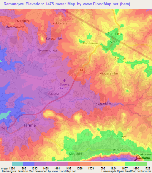 Remangwe,Tanzania Elevation Map