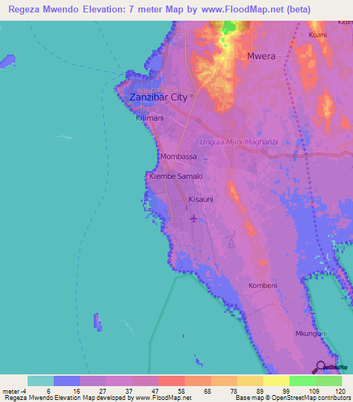 Regeza Mwendo,Tanzania Elevation Map