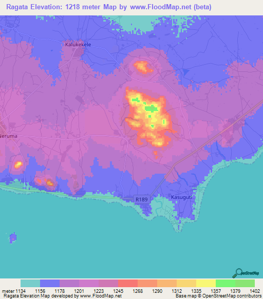 Ragata,Tanzania Elevation Map