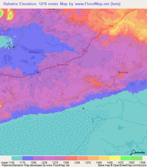 Rabwire,Tanzania Elevation Map