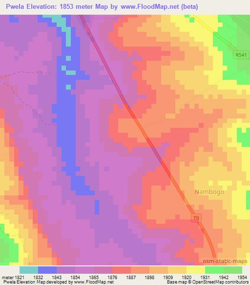 Pwela,Tanzania Elevation Map