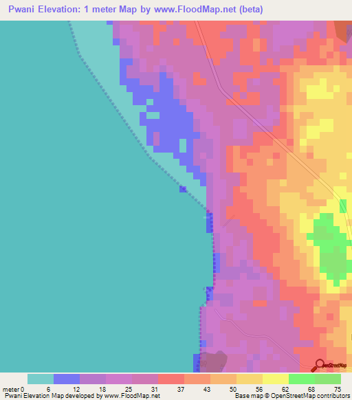 Pwani,Tanzania Elevation Map