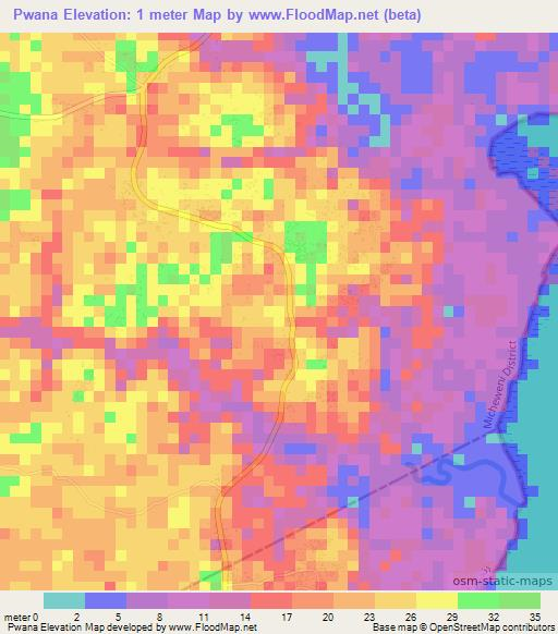 Pwana,Tanzania Elevation Map